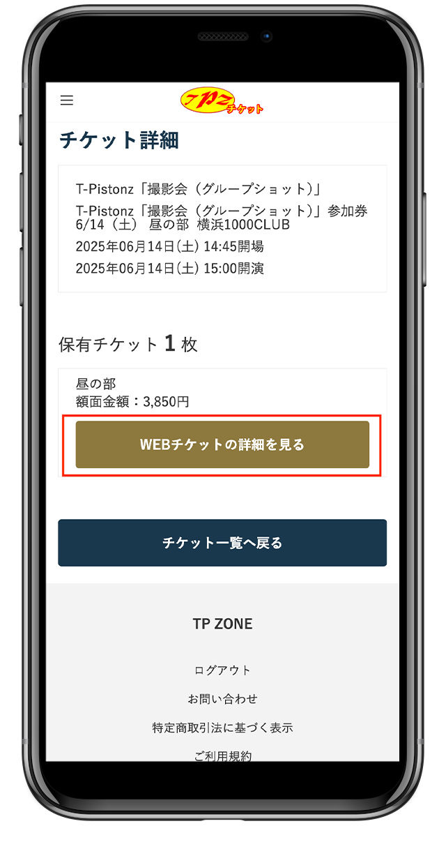 購入チケットの入場時使用方法
