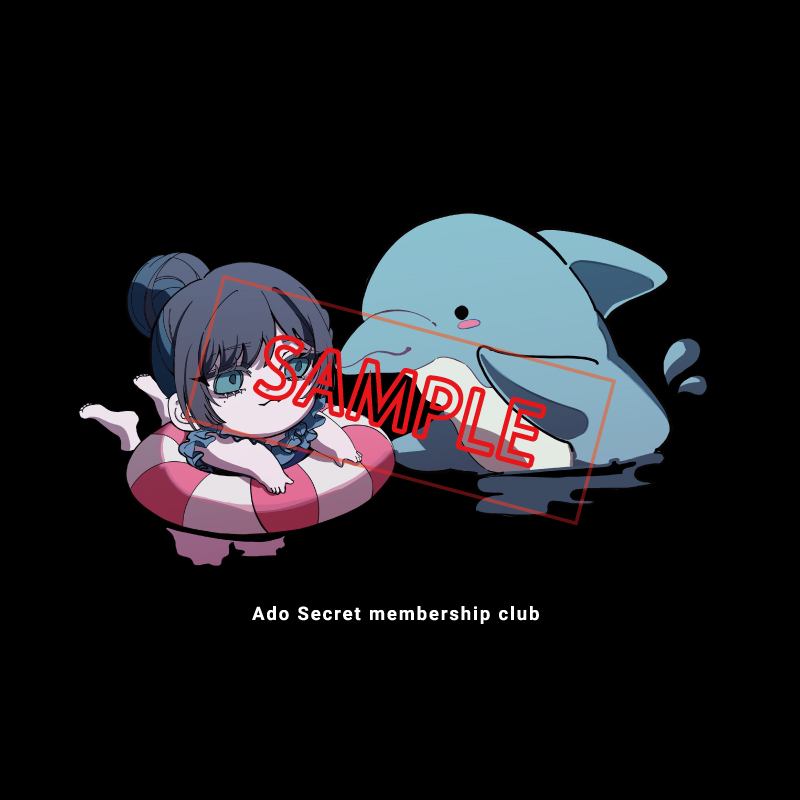 Adoのドキドキ秘密基地」公式Tシャツ 夏休みイルカと共に ver. 黒