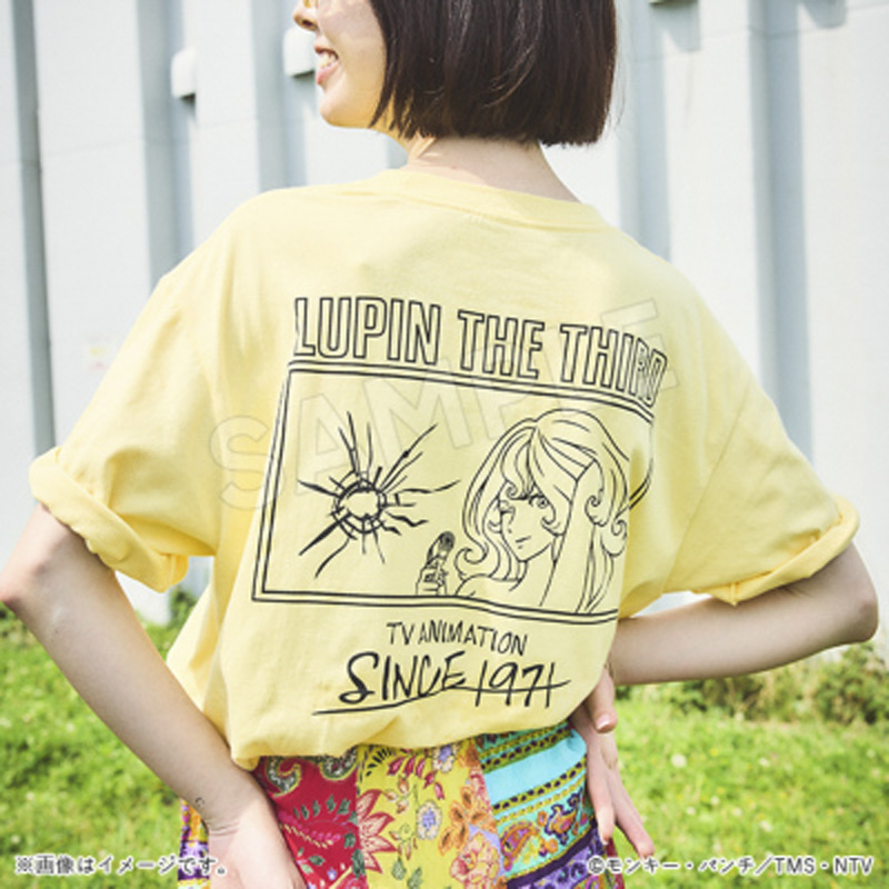 ルパン三世 半袖Tシャツ 不二子 ライトイエロー M【アニメタイムズSTORE】