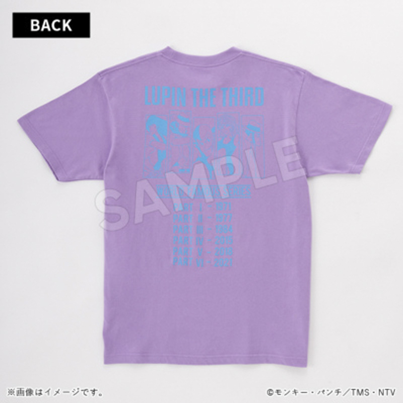 ルパン三世 半袖Tシャツ ヒストリー ラベンダー L【アニメタイムズSTORE】
