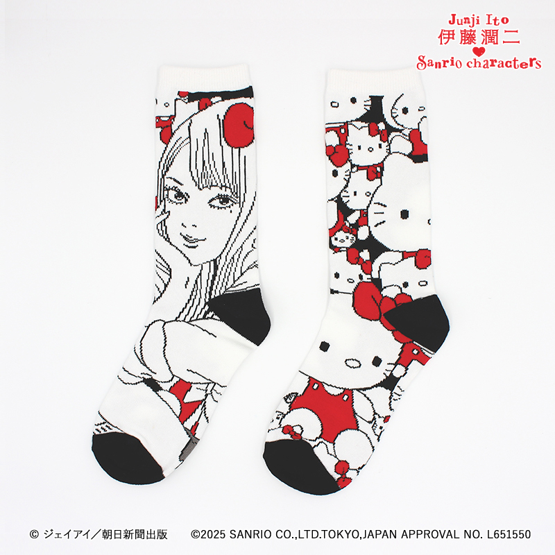 伊藤潤二×サンリオキャラクターズ 靴下 ギャル富江×ハローキティ