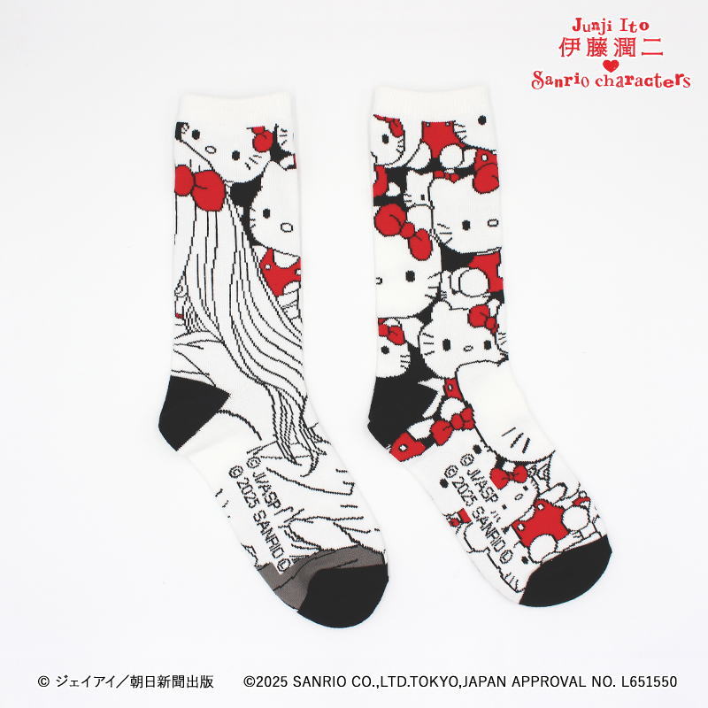 伊藤潤二×サンリオキャラクターズ 靴下 ギャル富江×ハローキティ