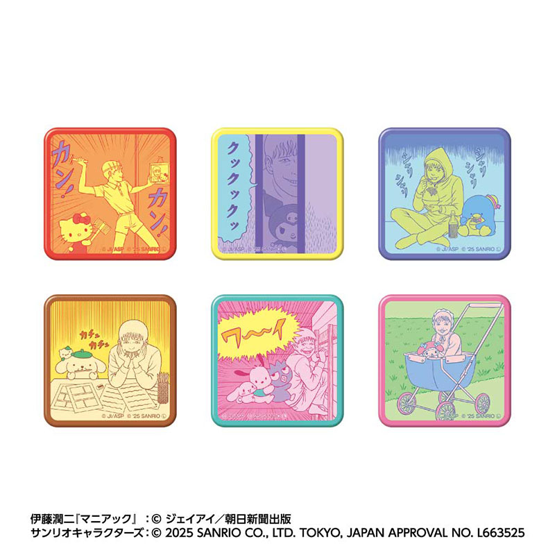 伊藤潤二 サンリオ sanrio スクエア缶バッジ パロディ 富江 双一 伊藤潤二×サンリオキャラクターズ トレーディングスクエア缶バッジ