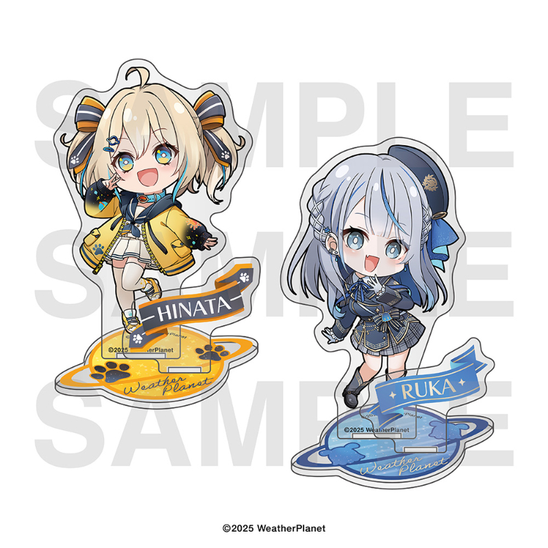 か*ち様 ウェザープラネット　雨海ルカ　天晴ひなた　ミニキャラ　アクリルスタンド WeatherPlanet スタンプダイカットステッカーセット【EDITH