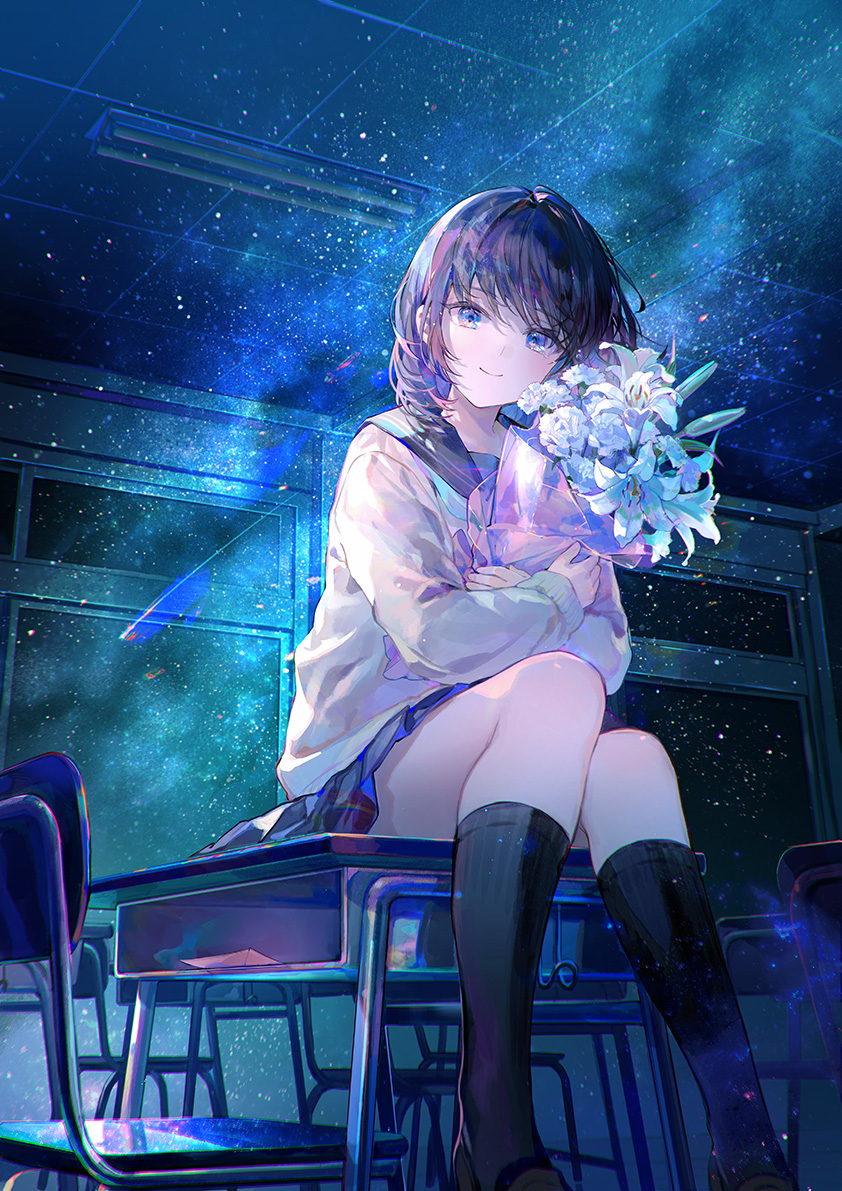 藤ちょこ さいはての空、彼方の教室 直筆サイン入り オーロラポスター A3サイズ 藤ちょこオーロラポスター「さいはての空、彼方の教室」【FUN'S