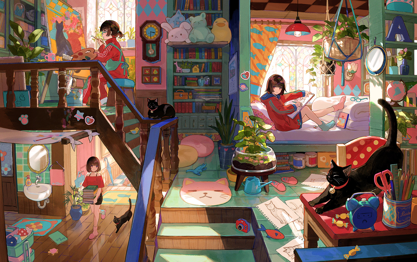アクリル画「はじまりの空」 藤藤 良太 5/30 藤ちょこアクリルアート(2.5D) 「猫とスケッチ」【FUN'S PROJECT MALL】
