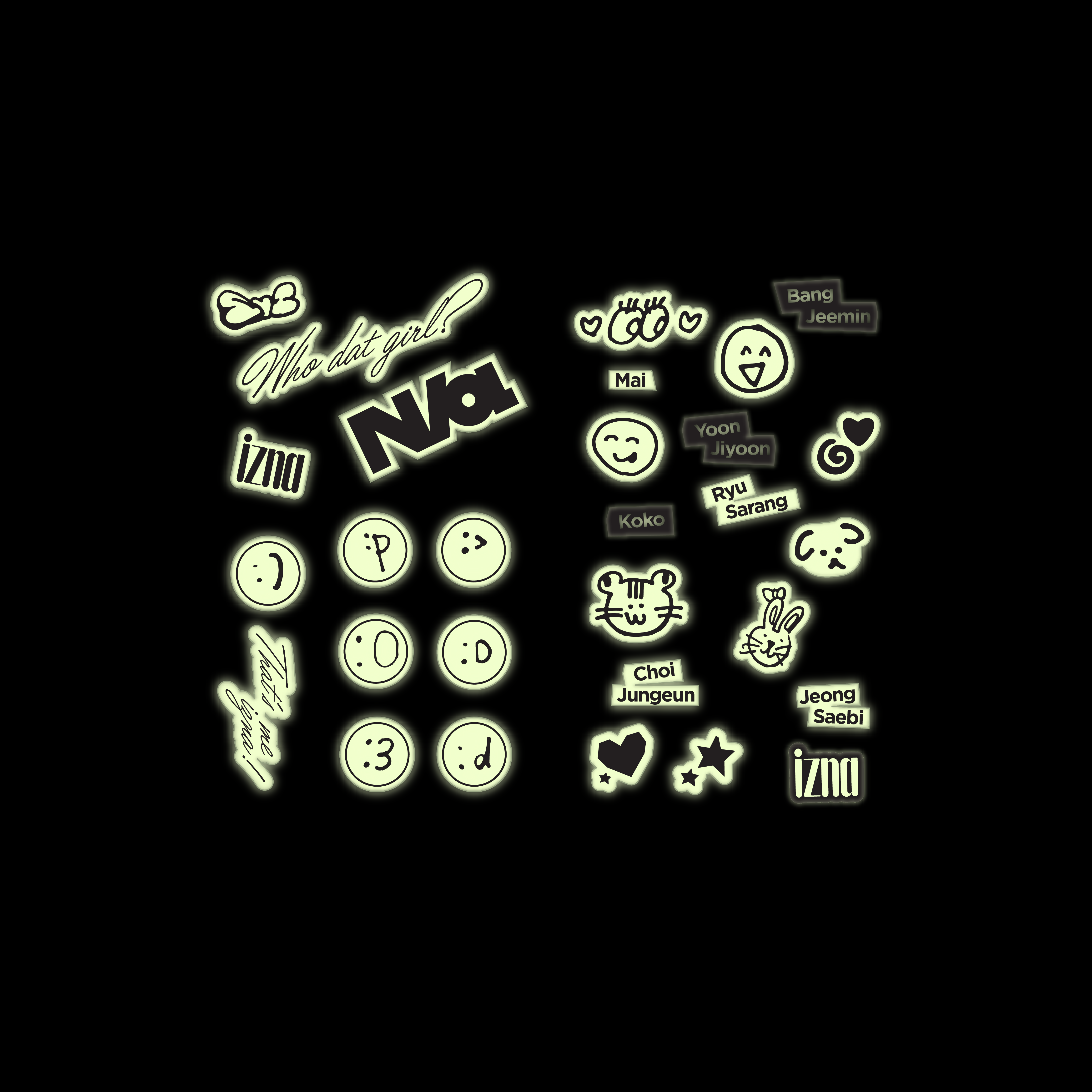 izna GLOW-IN-THE-DARK STICKER SET【HANTEO JAPAN MALL】