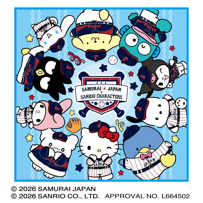 侍ジャパン×サンリオキャラクターズ ハンドタオル ブルー【HIGHGO MALL】