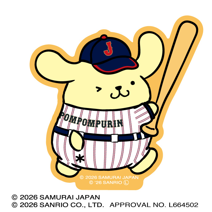 侍ジャパン×サンリオキャラクターズ ダイカットステッカーミニポムポム
