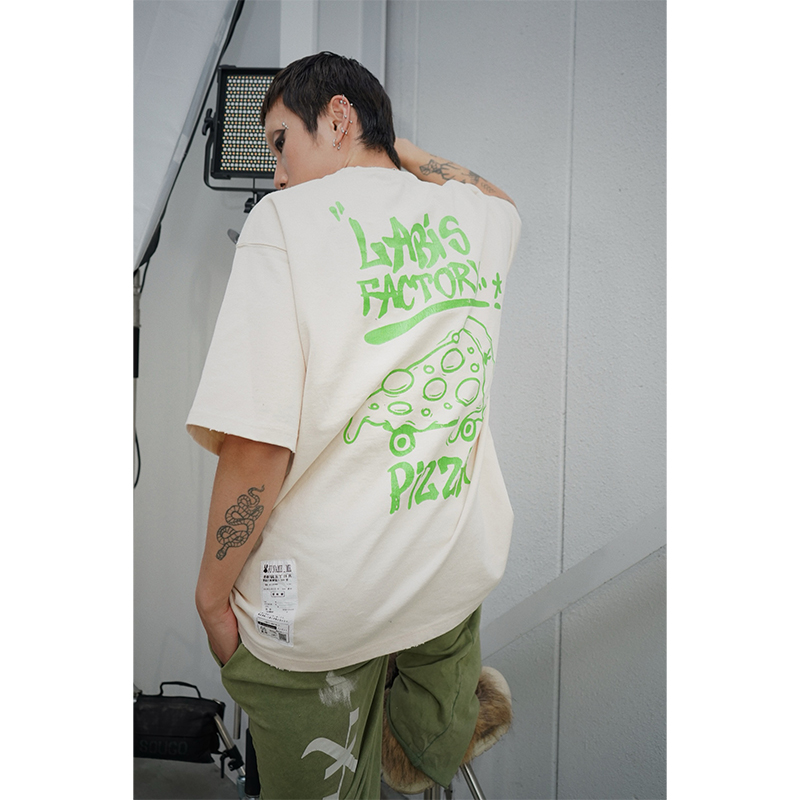 LF PIZZA T-shirt NATURAL【NO NAME_ME Official Online Shop】