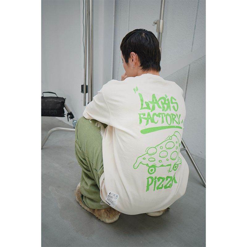 LF PIZZA T-shirt NATURAL【NO NAME_ME Official Online Shop】