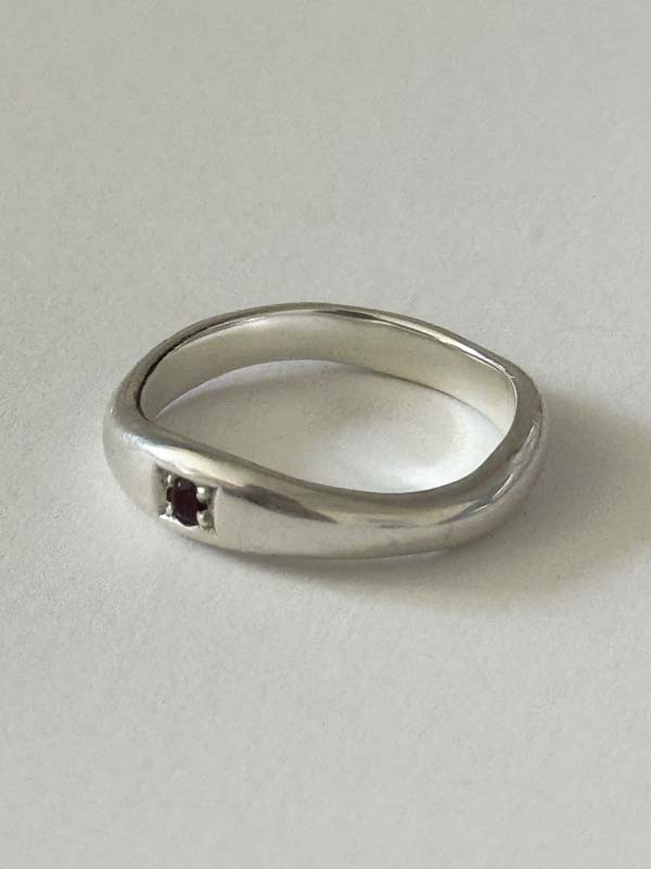 Garnet wave ring - 16【Haimshop】