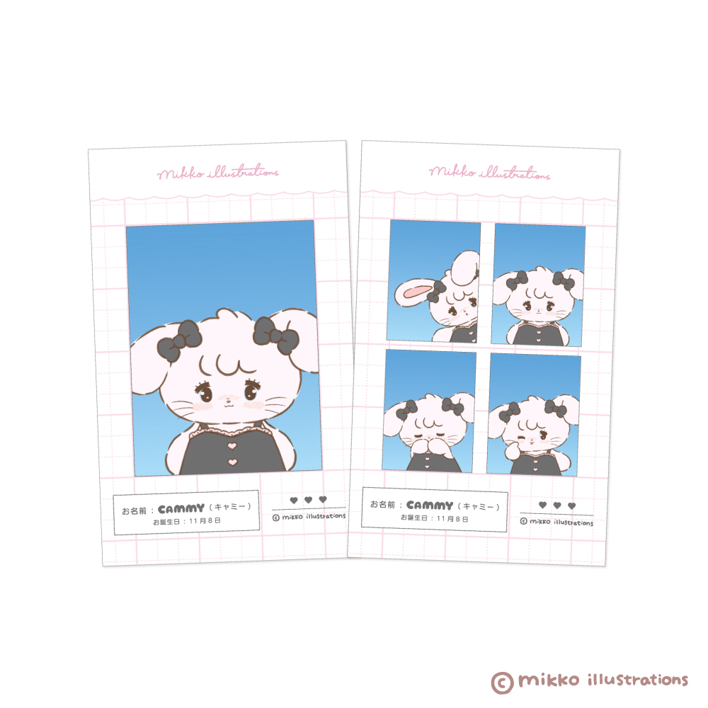 トレーディング 証明写真風ステッカー<6>mikko illustrations