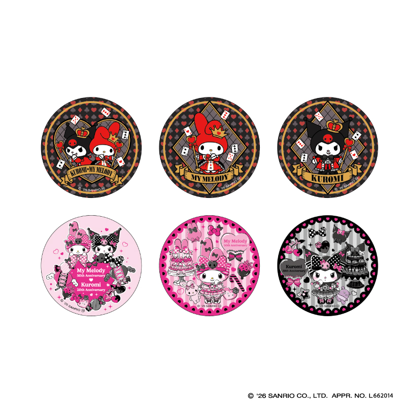 MY MELODY 50th＆KUROMI 20th トレーディンググリッター缶バッジ