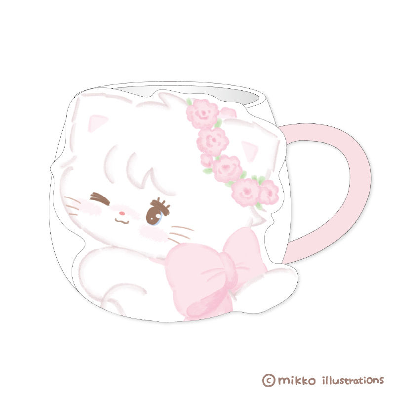 フェイス巾着 ラテ mikko illustrations【marimo craft ONLINE