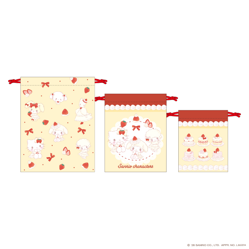 3P巾着 YE スウィートケーキ サンリオキャラクターズ【marimo craft