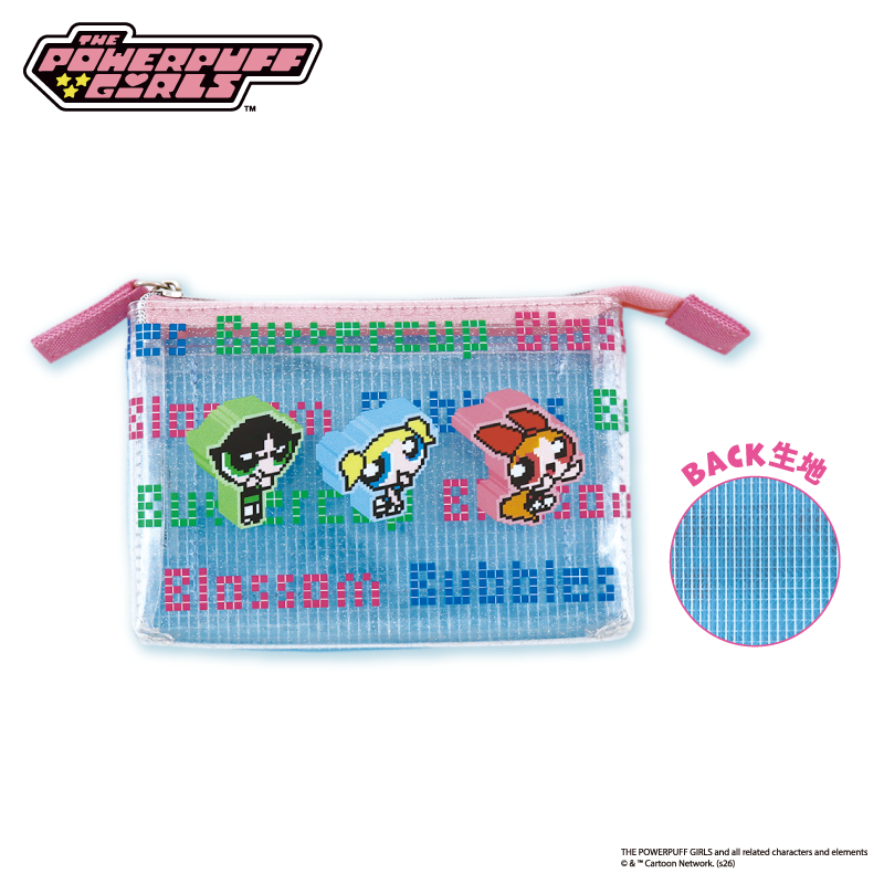 3ポケットポーチ クリア カラフルピクセル パワーパフ ガールズ