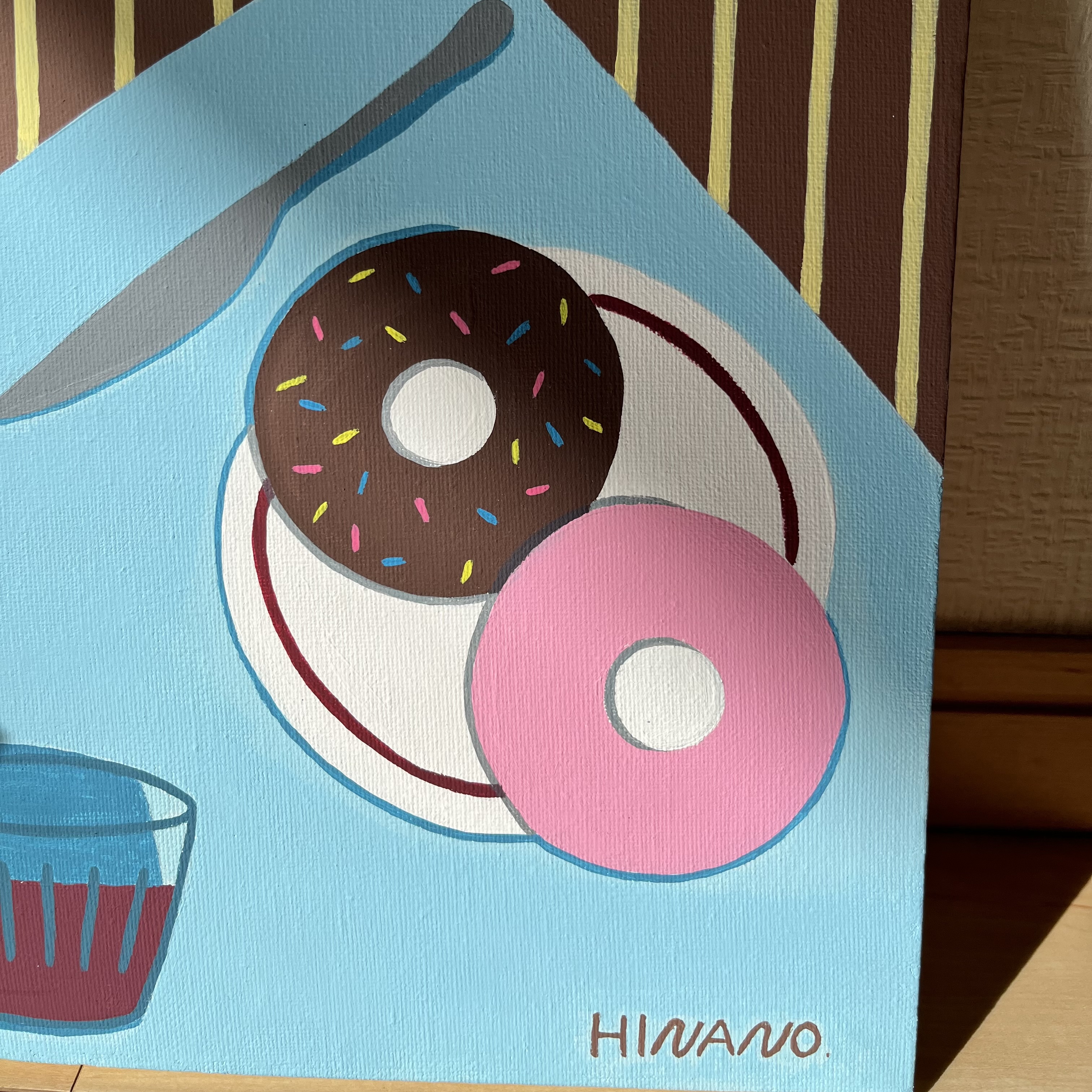 油絵 絵画 【飛び出すドーナツ】 油絵 絵画【飛び出すカラフルドーナツ】 絵画 HR 通販