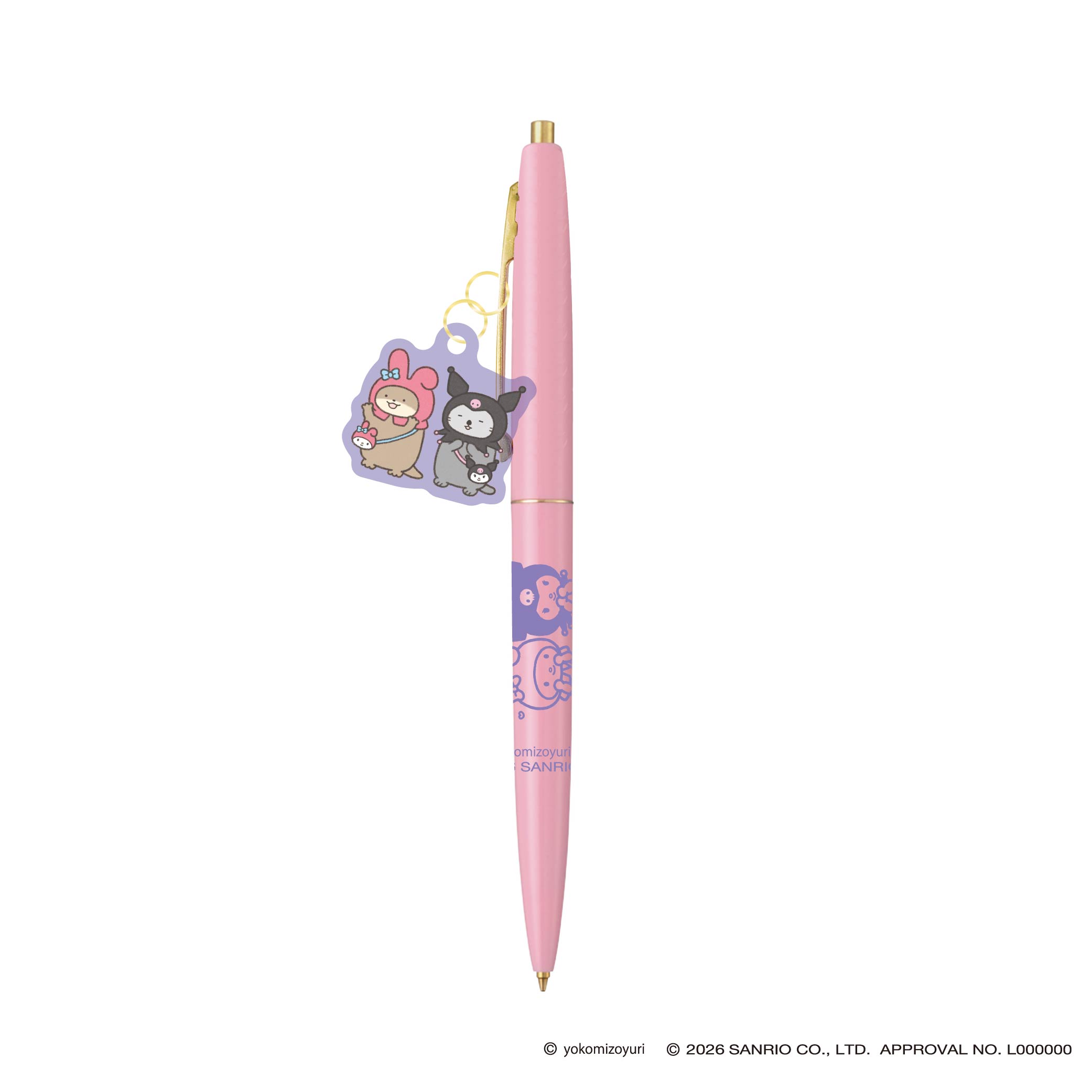 チャーム付きボールペン ラッコ・カワウソ×マイメロディ・クロミ